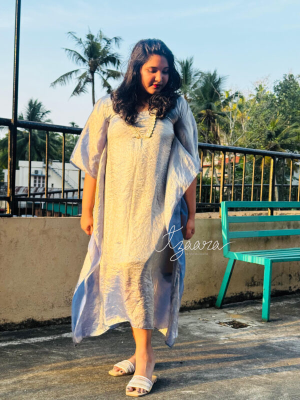 Pastel blue velvet organza kaftan – AIN4C2